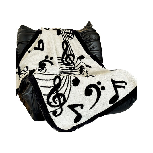 SOGA 130x160cm Throw Blanket Black and White Musical Note Half Fleece Soft Cozy for Music Lovers Stylish $ 111.50