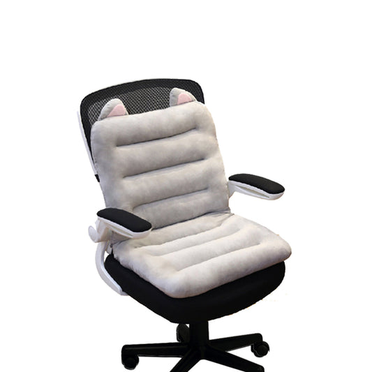 SOGA Grey One Piece Siamese Cushion Office Sedentary Butt Mat Back Waist Chair Support Home Decor With Cat Ears $ 51.50