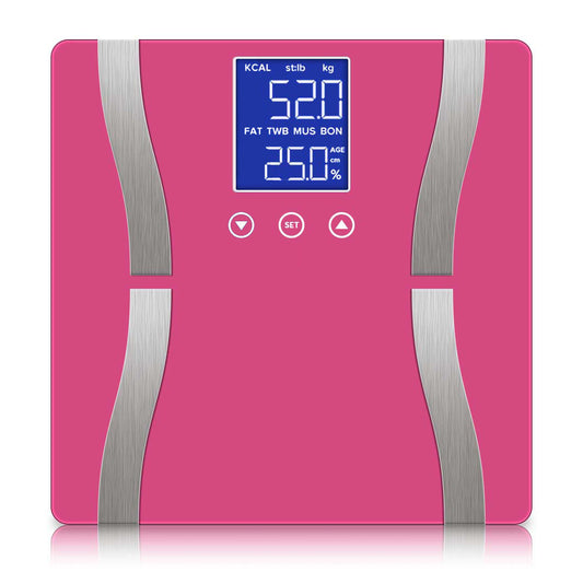 SOGA Glass LCD Digital Body Fat Scale Bathroom Electronic Gym Water Weighing Scales Pink $ 33.50