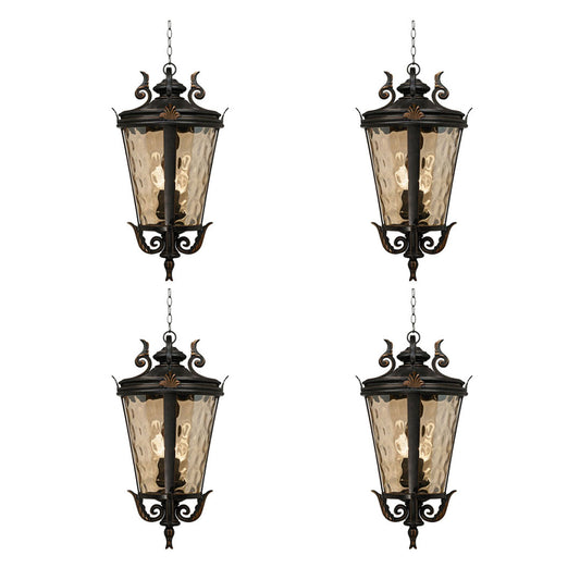 Vintage Lamp 4X 60.3cm Aluminum & Glass Lantern Elegant Chandelier Style Classic Hanging Light Antique-Inspired Design $ 2153.50