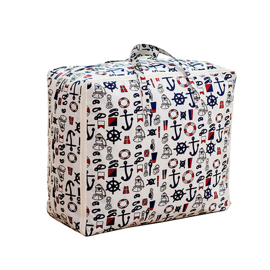 SOGA Nautical Icons Medium Storage Luggage Bag Double Zipper Foldable Travel Organiser Essentials $ 24.50