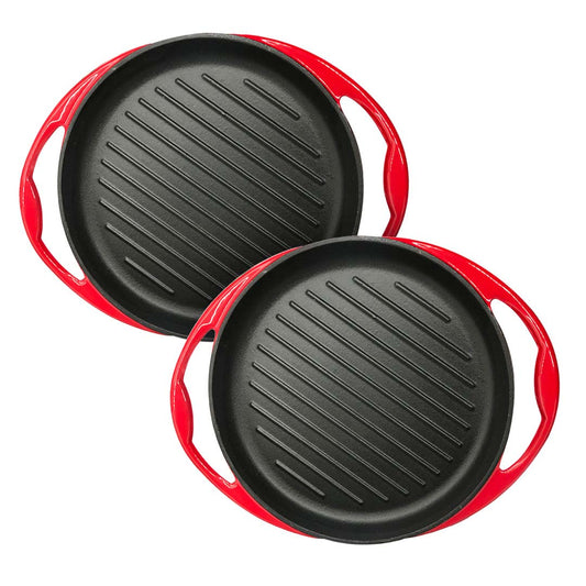 SOGA 2X Enamel porcelain Cast Iron Frying Pan Skillet Non-stick Coating Steak Sizzle Platter 26cm $ 107.90