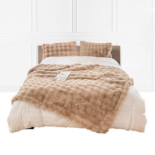 SOGA 200cm Light Camel Fur Fuzzy Super Soft and Cozy Fluffy Throw Blanket $ 162.50