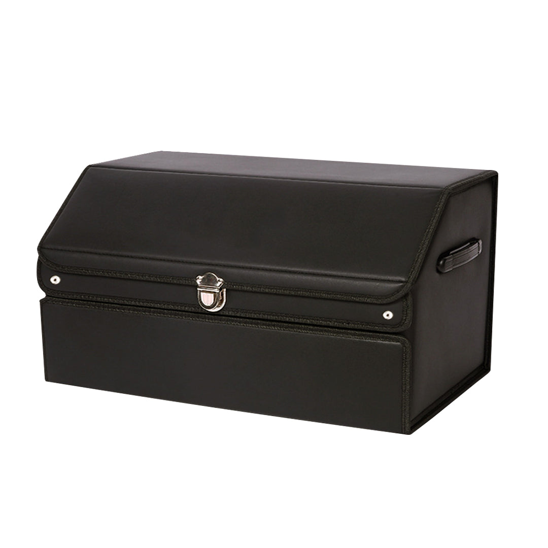 SOGA 60cm Leather Car Boot Collapsible Foldable Trunk Cargo Organizer Portable Storage Box with Lock Black $ 84.50