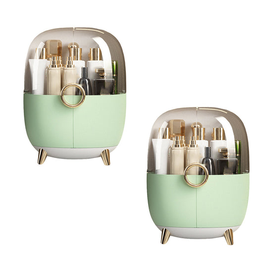 SOGA 2X Green Transparent Countertop Makeup Organiser Cosmetic Storage Waterproof Dustproof Bathroom Skincare Holder with Lid $ 129.50