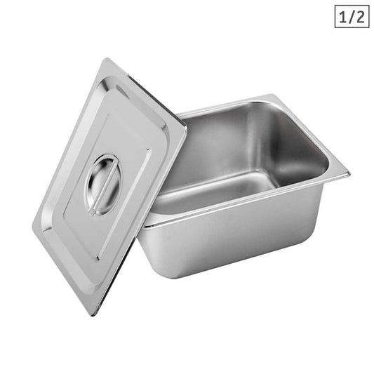 SOGA Gastronorm GN Pan Full Size 1/2 GN Pan 15cm Deep Stainless Steel With Lid $ 44.50