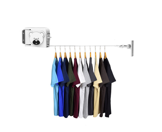 SOGA 160mm Wall-Mounted Clothes Line Dry Rack Retractable Space-Saving Foldable Hanger White