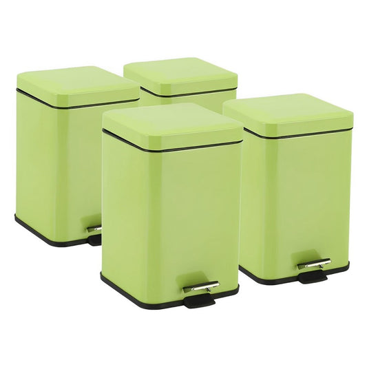 SOGA 4X Foot Pedal Stainless Steel Rubbish Recycling Garbage Waste Trash Bin Square 12L Green $ 316.50