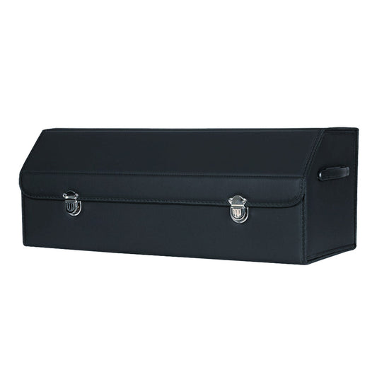 SOGA Leather Car Boot Collapsible Foldable Trunk Cargo Organizer Portable Storage Box With Lock Black Large $ 66.90
