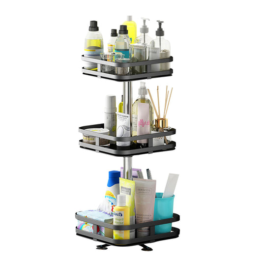 SOGA 3 Tier Steel Black Square Rotating Multi-Function Kitchen Portable Storage Spice Seasoning Kitchen Countertop Organiser Shelf $ 47.90