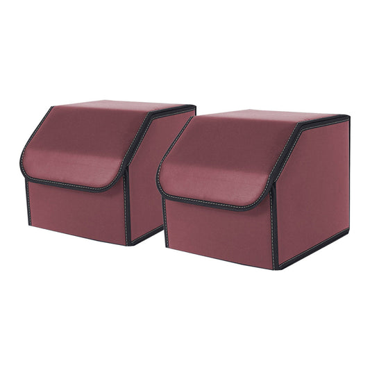 SOGA 2X Leather Car Boot Collapsible Foldable Trunk Cargo Organizer Portable Storage Box Red Small $ 71.50