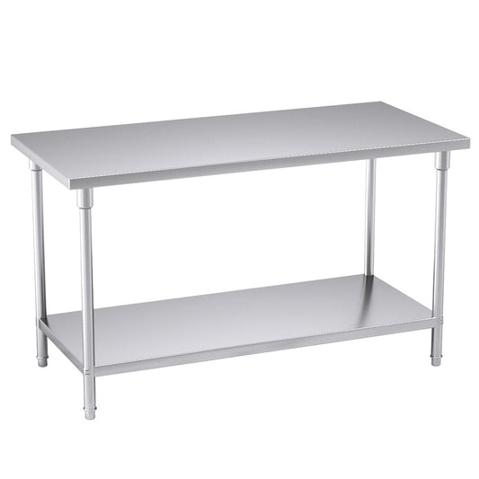 SOGA 2-Tier Commercial Catering Kitchen Stainless Steel Prep Work Bench Table 150*70*85cm $ 539.90