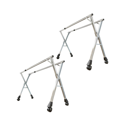 SOGA 2X 2.4m Portable Standing Clothes Drying Rack Foldable Space-Saving Laundry Holder with Wheels $ 269.50
