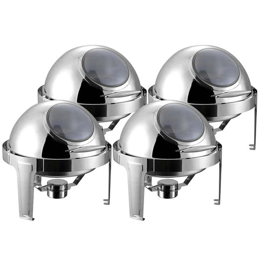 SOGA 4X 6L Round Chafing Stainless Steel Food Warmer with Glass Roll Top $ 1165.50