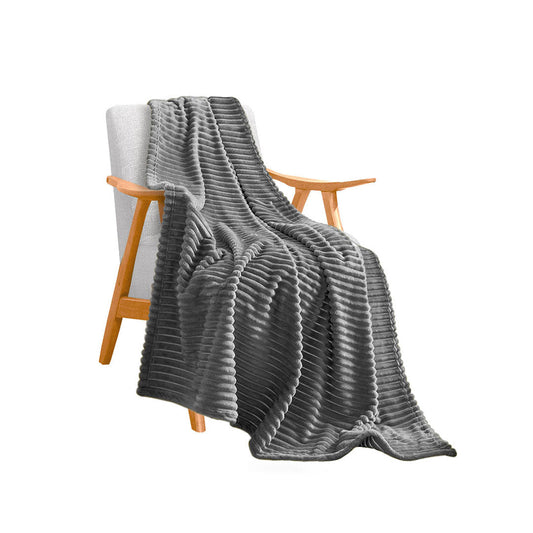 SOGA Grey Throw Blanket Warm Cozy Striped Pattern Thin Flannel Coverlet Fleece Bed Sofa Comforter $ 44.50