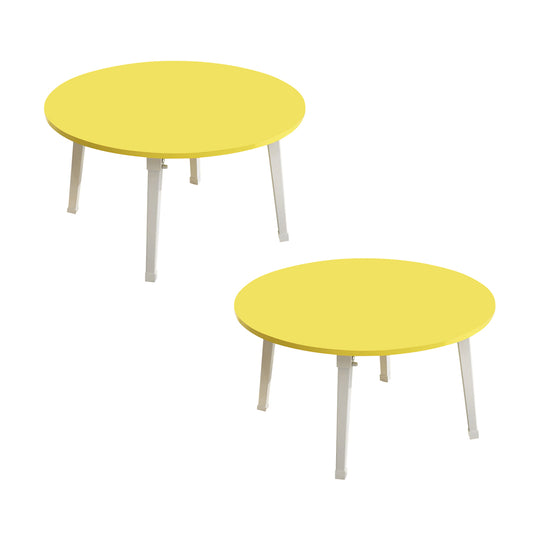 SOGA 2X Yellow Portable Floor Table Small Round Space-Saving Mini Desk Home Decor