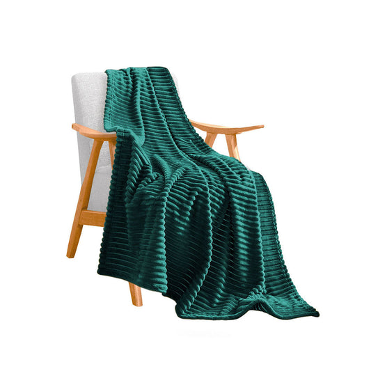 SOGA Dark Green Throw Blanket Warm Cozy Striped Pattern Thin Flannel Coverlet Fleece Bed Sofa Comforter $ 44.50
