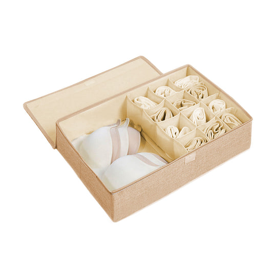 SOGA Beige Flip Top Underwear Storage Box Foldable Wardrobe Partition Drawer Home Organiser $ 31.50
