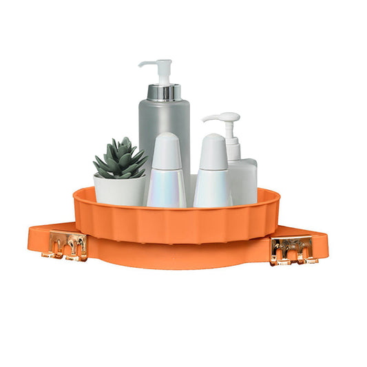 SOGA Orange 360 Degree Wall-Mounted Rotating Bathroom Organiser Corner Vanity Rack Toilet Adhesive Storage Shelf $ 33.50