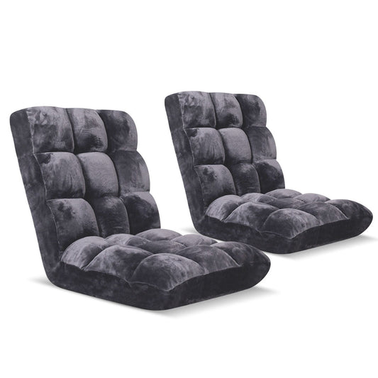 SOGA 2X Floor Recliner Folding Lounge Sofa Futon Couch Folding Chair Cushion Grey $ 183.50