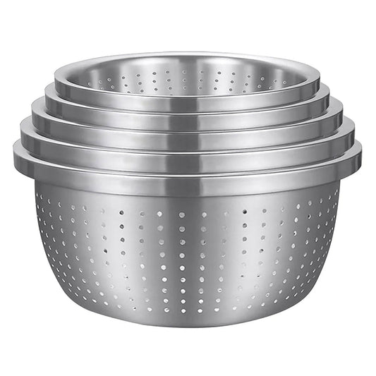 SOGA Stainless Steel Nesting Basin Colander Perforated Kitchen Sink Washing Bowl Metal Basket Strainer Set of 5 $ 133.50