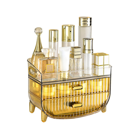 SOGA 3 Tier Golden Yellow Multifunctional Countertop Cosmetic Storage Makeup Skincare Holder Jewelry Cabinet Bathroom Desk Drawer Vanity Organiser $ 57.90