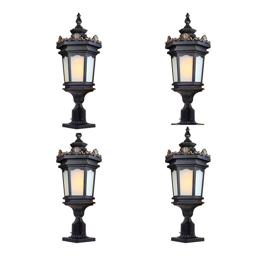Vintage Lamp 4X 72cm Lantern Stand Elegant Aluminum & Glass Outdoor Light Antique Style Exterior Fixture $ 2195.50