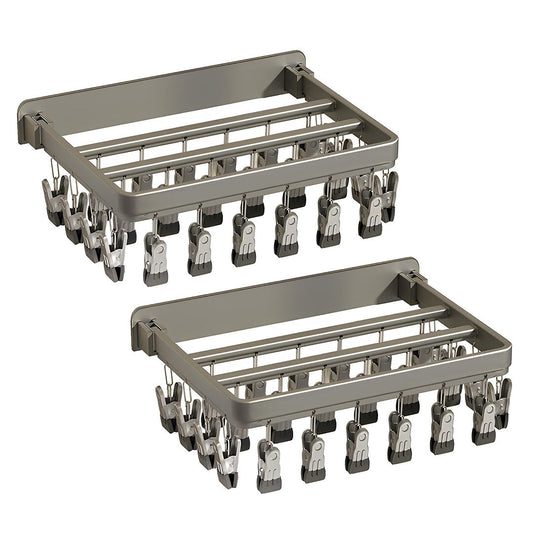 SOGA 2X Wall-Mounted Clothes Hanger Multi-Clamp Laundry Drying Wall Rack $ 118.90