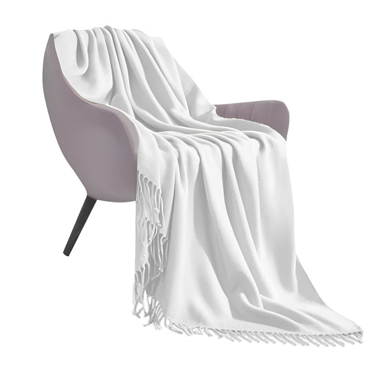 SOGA White Acrylic Knitted Throw Blanket Solid Fringed Warm Cozy Woven Cover Couch Bed Sofa Home Decor $ 77.90