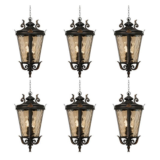 Vintage Lamp 6X 60.3cm Aluminum & Glass Lantern Elegant Chandelier Style Classic Hanging Light Antique-Inspired Design $ 3161.90