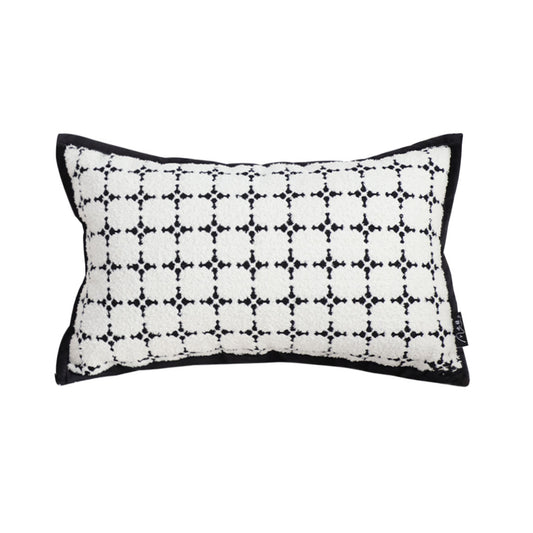 SOGA 35cm Moroccan Black Cross Pattern Black Trim Decorative Throw Pillow $ 62.50