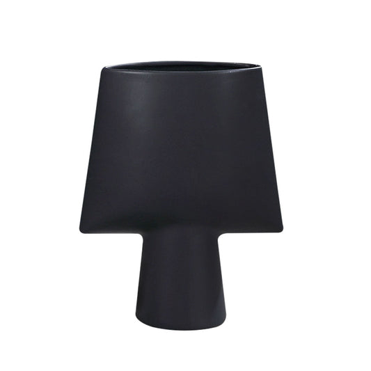 SOGA 21x25.5cm Small Black Ornament Geometric Decor Ceramic Vase Flower Pots Decorative for Living Room Decoration $ 66.90