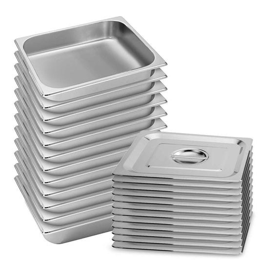 SOGA 12X Gastronorm GN Pan Full Size 1/2 GN Pan 6.5cm Deep Stainless Steel Tray With Lid $ 333.50