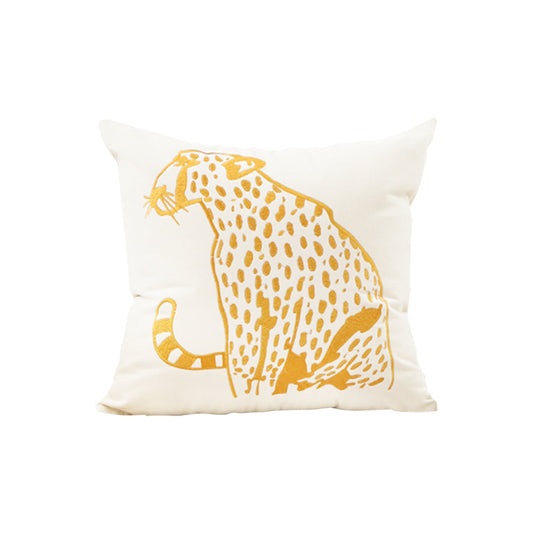 SOGA 45cm Throw Pillow White Light Luxury with Golden Leopard Design Decorative Square Cushion Home Decor $ 55.50