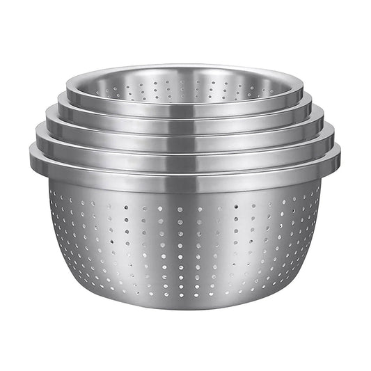 SOGA Stainless Steel Nesting Basin Colander Perforated Kitchen Sink Washing Bowl Metal Basket Strainer Set of 5 $ 118.90