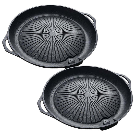 SOGA 2X Portable Korea BBQ Butane Gas Stove Stone Grill Pot Non Stick Coated Round Plate $ 129.90