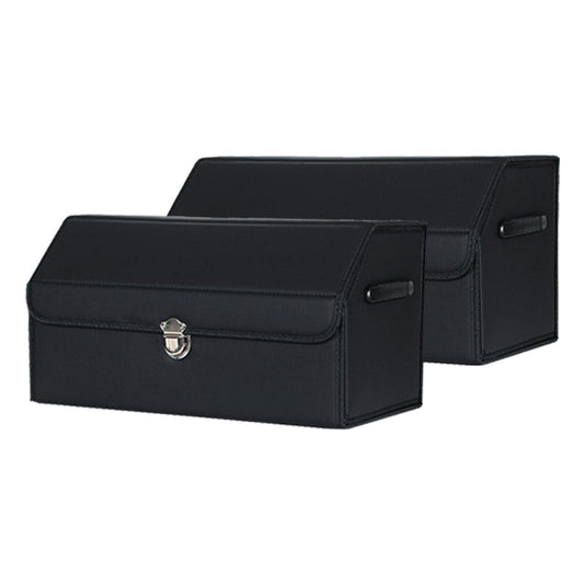 SOGA 2X Leather Car Boot Collapsible Foldable Trunk Cargo Organizer Portable Storage Box With Lock Black Medium $ 107.90