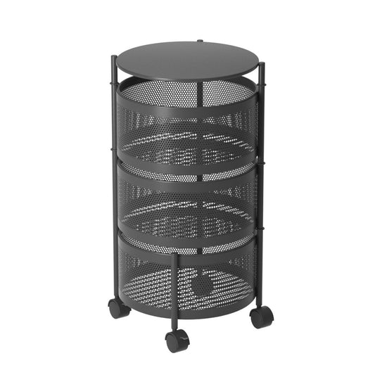 SOGA 3 Tier Steel Round Rotating Kitchen Cart Multi-Functional Shelves Storage Organizer with Wheels $ 77.90