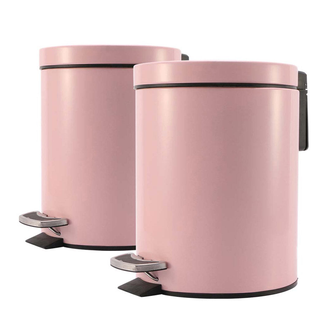 SOGA 2X Foot Pedal Stainless Steel Rubbish Recycling Garbage Waste Trash Bin Round 12L Pink $ 150.90