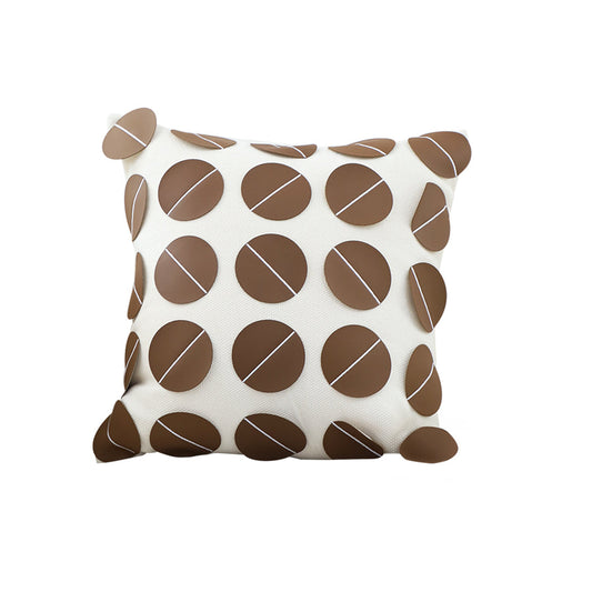 SOGA 45cm Brown Leather Square Pillow with 3D Circle Pattern Decorative Cushion for Living Room $ 55.50