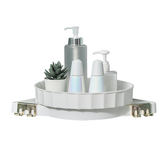 SOGA White 360 Degree Wall-Mounted Rotating Bathroom Organiser Corner Vanity Rack Toilet Adhesive Storage Shelf $ 33.50
