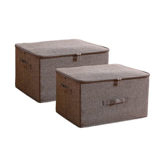 SOGA 2X Coffee Large Portable Double Zipper Storage Box Moisture Proof Clothes Basket Foldable Home Organiser $ 65.50