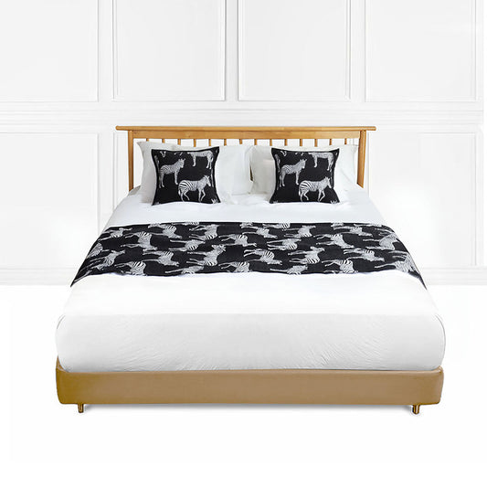 SOGA 1.8m Bed Light Luxury Black Zebra Vintage Bed Scarf Runner Bedding Tail Pad Flag For Home Hotel Set of 3 $ 211.50