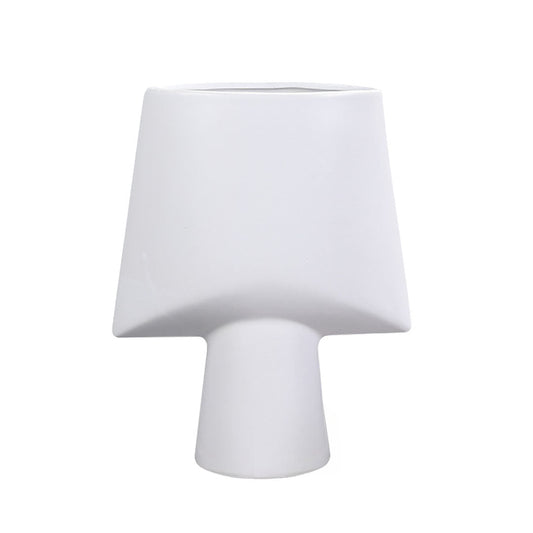 SOGA 21x25.5cm Small White Ornament Geometric Decor Ceramic Vase Flower Pots Decorative for Living Room Decoration $ 66.90