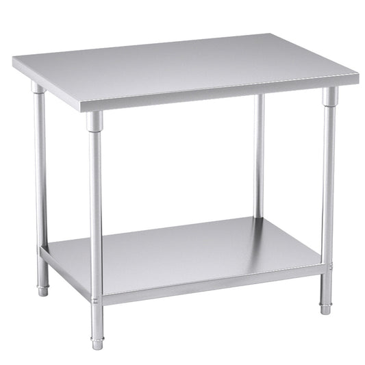 SOGA 2-Tier Commercial Catering Kitchen Stainless Steel Prep Work Bench Table 100*70*85cm $ 446.90