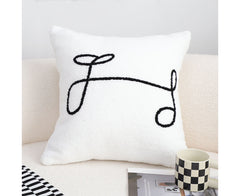 SOGA 45cm Minimalist White Script Letter Embroidered Throw Pillow