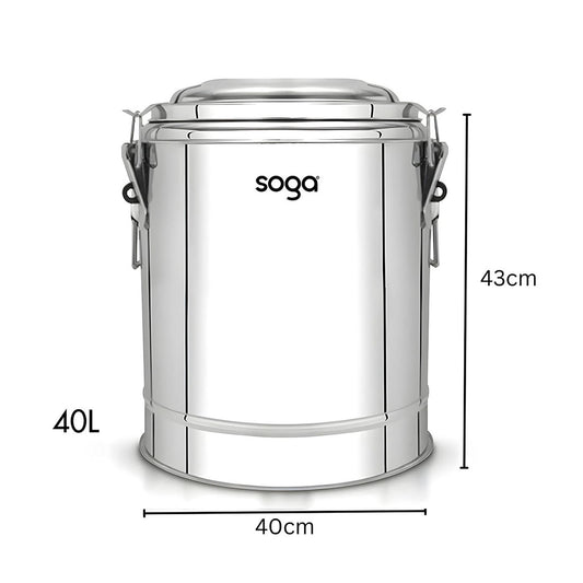 SOGA 40L Stainless Steel Insulated Stock Pot Hot & Cold Beverage Container