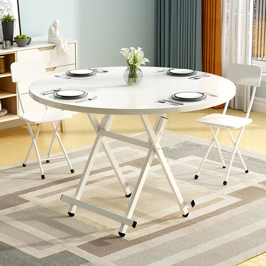 SOGA 2X White Dining Table Portable Round Surface Space Saving Folding Desk Home Decor