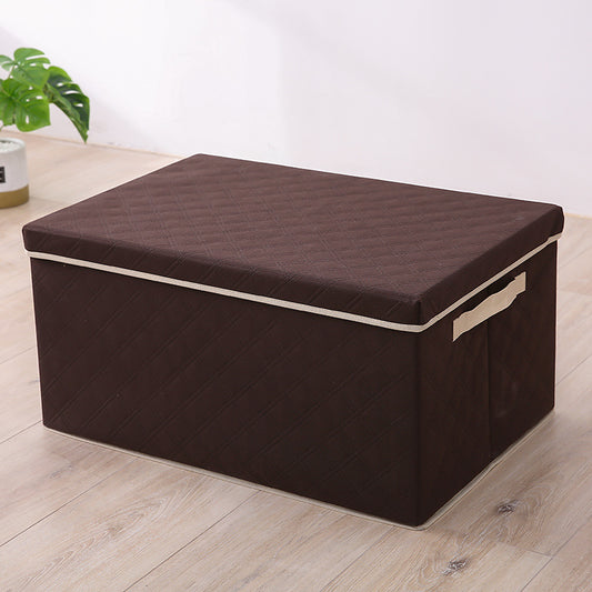 SOGA Medium Coffee Non-Woven Diamond Quilt Grid Fabric Storage/Organizer Box