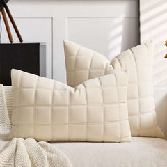 SOGA 30cm Beige Quilted Grid Pattern Decorative Throw Pillow $ 61
